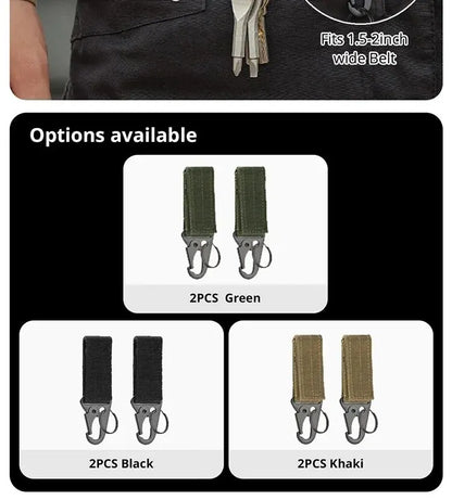 2pcs Tactical Hook Buckle, Mountaineering Hook Buckle Key Bag Accessories Hook Buckle Strap, Triangle Keychain for Outdoor Use