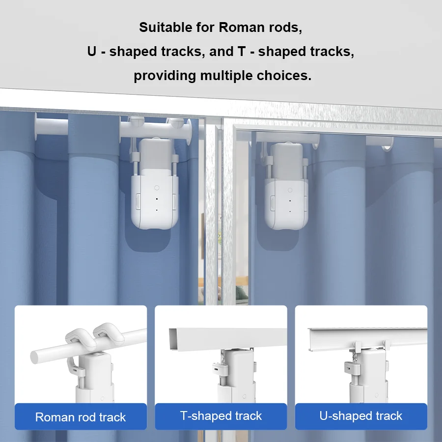 Smart For Home Curtain Opener Electronic Roman Rod/T-track/U-rail Curtain Motor Robot Remote Button Control Curtain Switch Robot