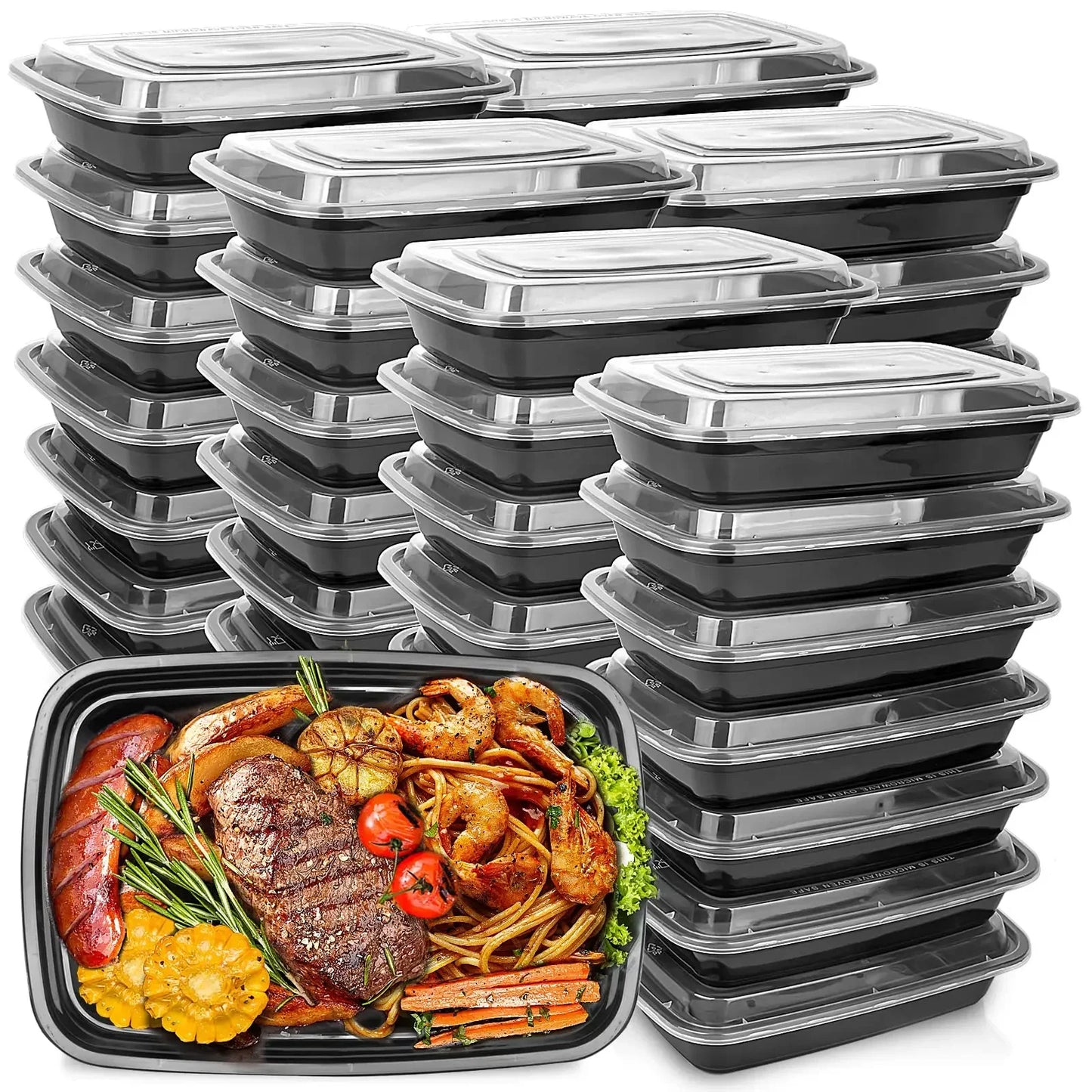 10PCS Black Plastic Disposable Food Containers with Lids - Ideal for Salads, Sandwiches, and Kitchen Fridge Storage