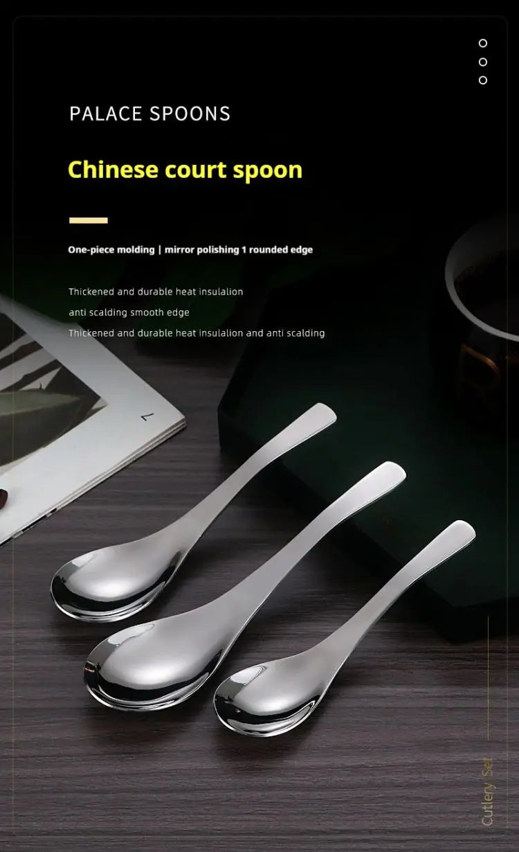 5pcs Stainless Steel Spoon Spoon Household Creative Stainless Steel Tablespoon Soup Spoon Small Spoon Spoon Children Dinner