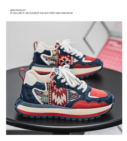 2025 Trend Print Mens Fashion Shoes Design Chunky Men Casual Sneaker Breathable Platform Sneakers Male Running Jogging Shoes