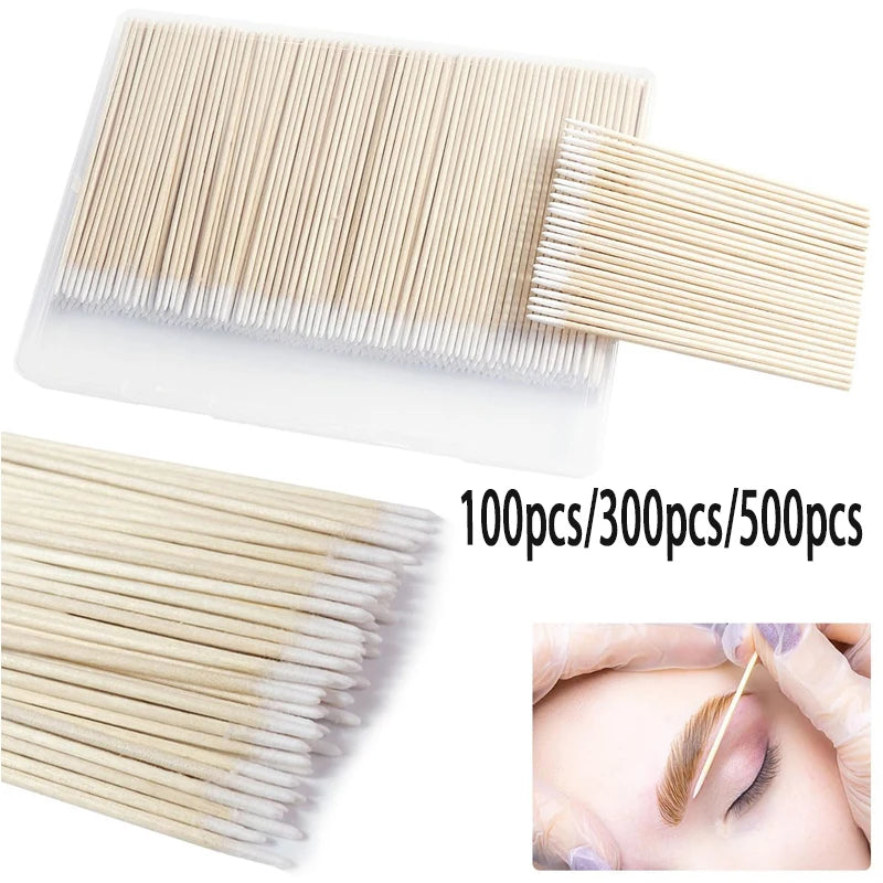100/300/500pcs Cotton Swabs Wood Colored Pointed Embroidery Cotton Swabs Embroidery Cotton Swabs Beauty Cotton Swabs