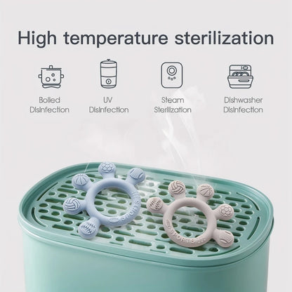 Silicone Baby Teether Toys 0-12Month Food Grade Toddlers Anxiety Teething Ring Sensory Toys Silicone Animal Soothing Accessories