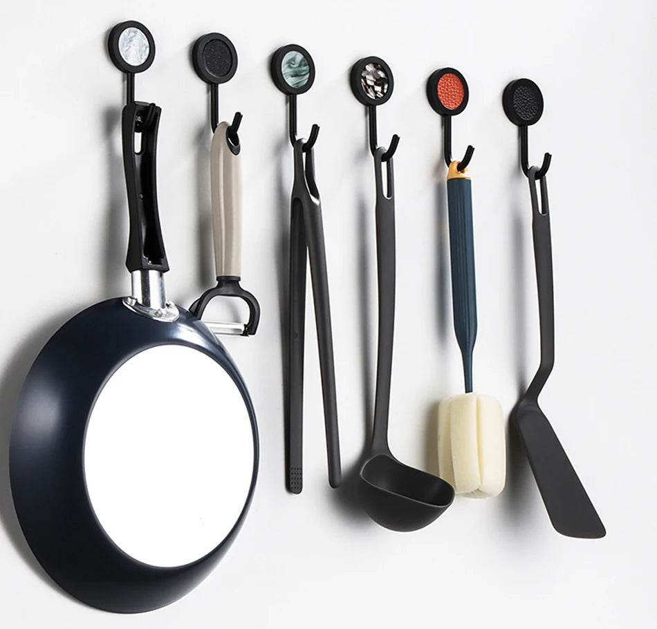 Gold Robe Hook Space Aluminum Wall Mounted Adhesive Hat Key Hooks Coat Towel Holder Home Decor For Kitchen Bathroom Hardware