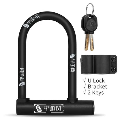 WEST BIKING Bicycle U Lock Anti-theft MTB Road Mountain Bike Lock Bicycle Accessories U-Locks Cycling Steel Security Bike Locks