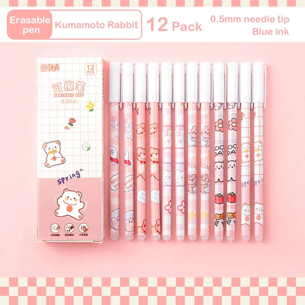 12PC 0.5mm Syringe Erasable Pen Korean Stationery Simple Kawaii Writing Pen Student Stationery Cultural and Educational Supplies