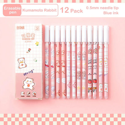 12PC 0.5mm Syringe Erasable Pen Korean Stationery Simple Kawaii Writing Pen Student Stationery Cultural and Educational Supplies