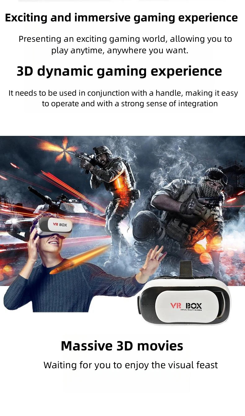 3D VR Glasses Headset Head-Mounted Adjustable VR For 4.7-6.1 Inches Android Smart Phones Virtual Reality Movie Game Helmet