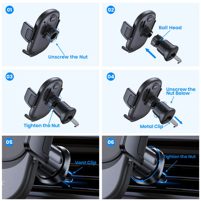 TOPK Phone Mount For Car Phone Holder Cell Phone Holder Hands Free Phone Stand For Car Vent Phone Mount Fit Smartphone Universal