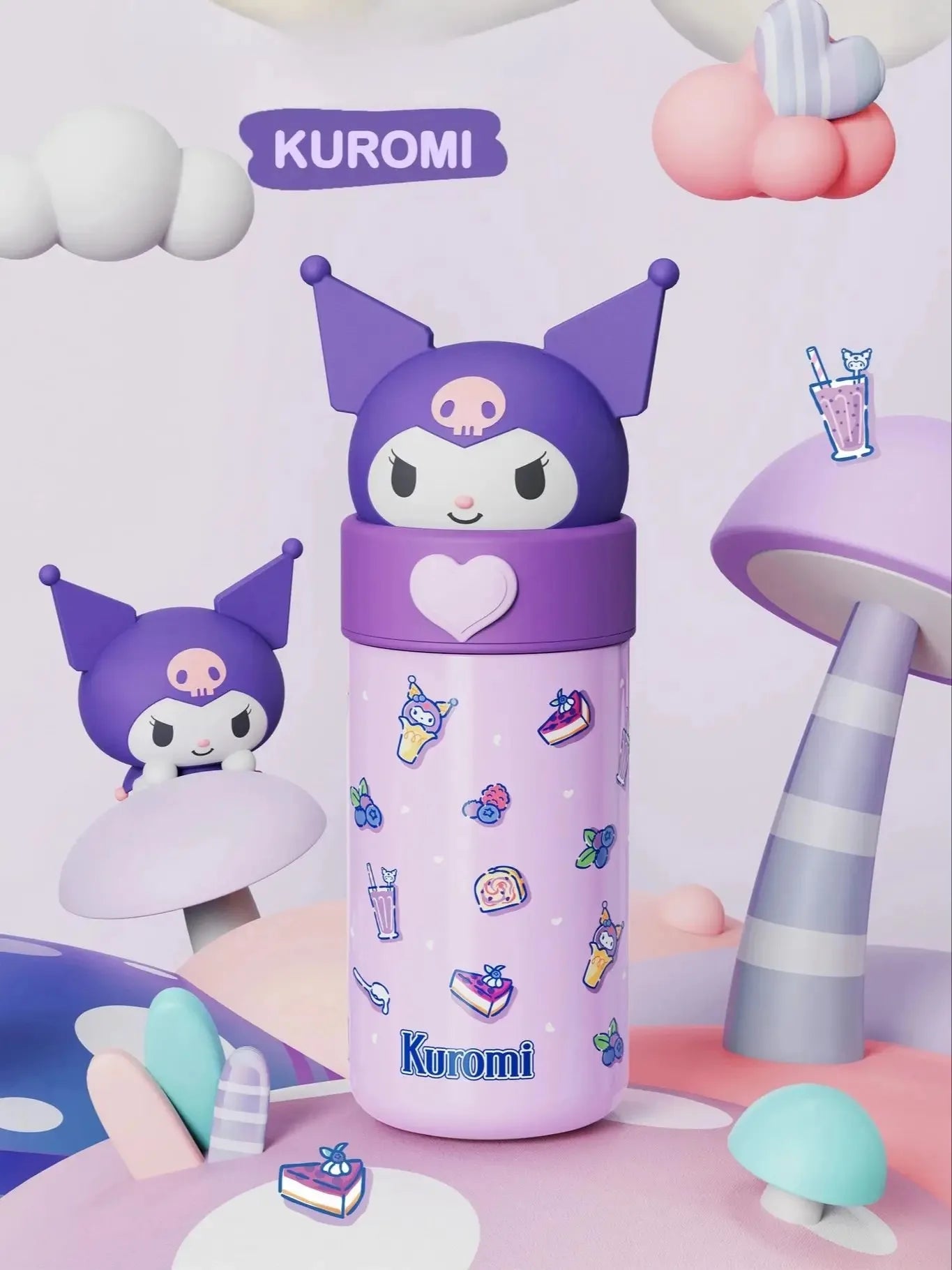 Sanrio Hello Kitty 350ml Stainless Steel Thermos Kawaii Kuromi Cinnamoroll Melody Kids Vacuum Flask Water Bottle Tumbler