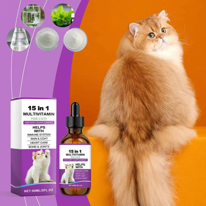 Cat Supplement All-in-1 Multi Liquid Body Care Drops Daily Supplement 60ml Body Care Drops For Supports Joint Care Skin & Coat
