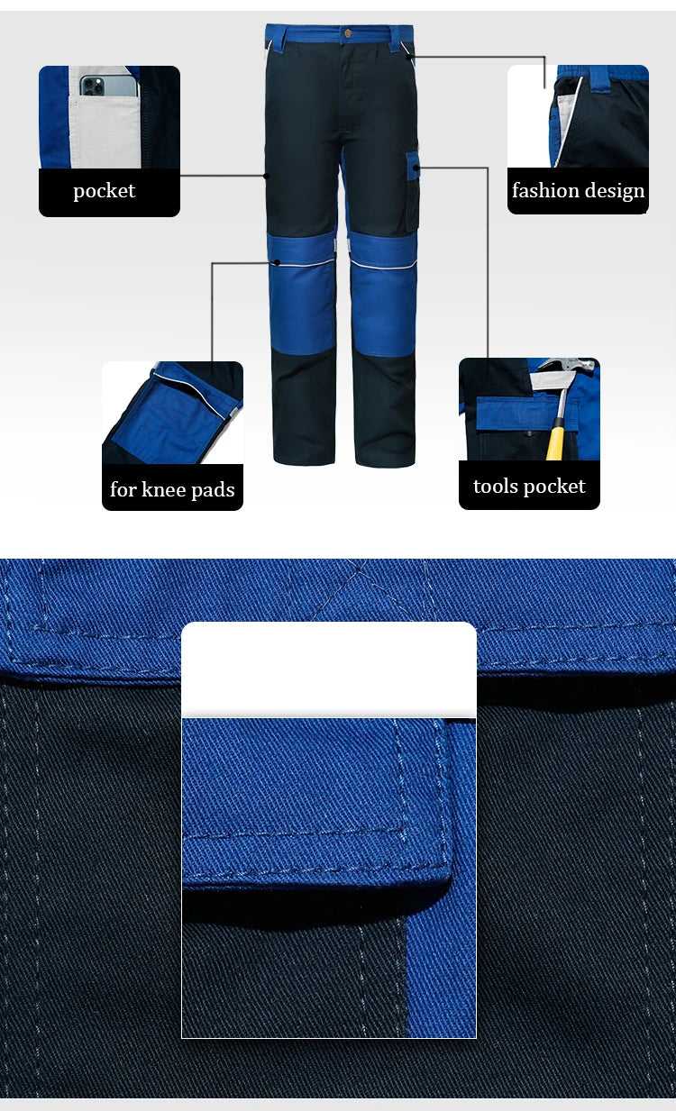 100% Cotton Cargo Pants for Men with Reflective Stripes Working Pants Men Workwear Cargo Trousers Multi Pocket Cargo Pants