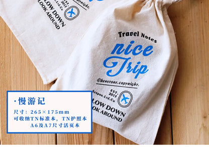 Fromthenon A6 A7 Loose Leaf Notebook Storage Bags Traveler Notebook Journal Storage Bag Planner Drawstring Stationery Supplies