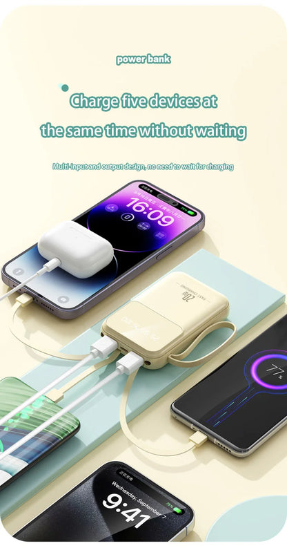 New Built In Power Bank With Small And Portable 20000mAh Llarge Capacity Portable Power Bank Super Fast Charging Power Bank Hot