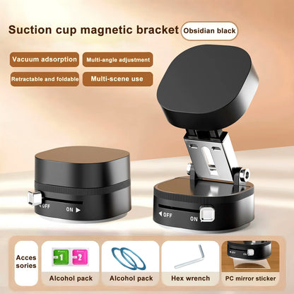 Magnetic Car Phone Holder Foldable Design 360° Adjustable Vacuum Mount for Car/Desk/Bathroom/Universal Use