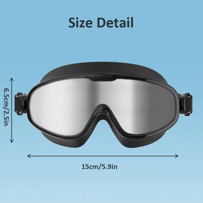 Large Frame Swimming Goggles Anti Fog Waterpoof Swimming Goggles for Men Women Swimming Pool Beach Silicone Swimming Goggles