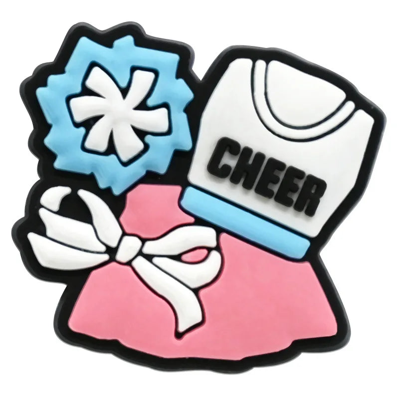 Cute Cheerleading Shoe Charms Decoration for Crocs Pin Accessories Charms Bracelet Wristband DIY Shoe Party Gifts