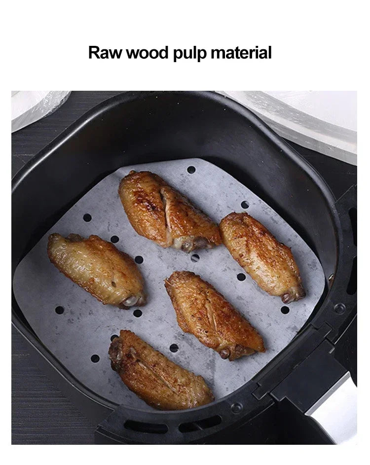 100pcs Air Fryer Liners Non-Stick Air Fryer Mat Disposable Oil Paper Parchment Paper Disposable Liner Home Kitchen Consumables