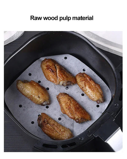 100pcs Air Fryer Liners Non-Stick Air Fryer Mat Disposable Oil Paper Parchment Paper Disposable Liner Home Kitchen Consumables