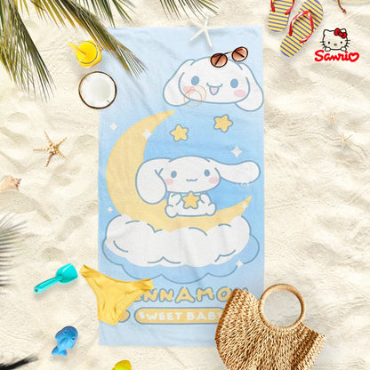 Adorable Cartoon-Printed Beach Towels: PomPomPuu, Pochacco, Cinnamo, and Kitty Designs! Suitable for towels, bath towels
