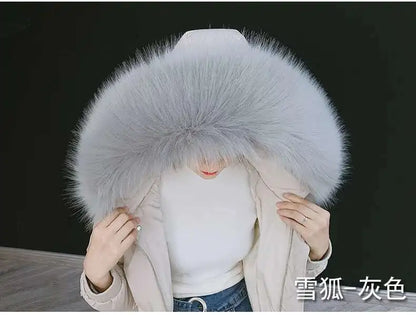 Detachable Faux Fur Collar Extra Large Warm Fake Fur Scarf Wrap Evening Cape For Winter Womens Coat Faux Fur Hood Ttrim Collar