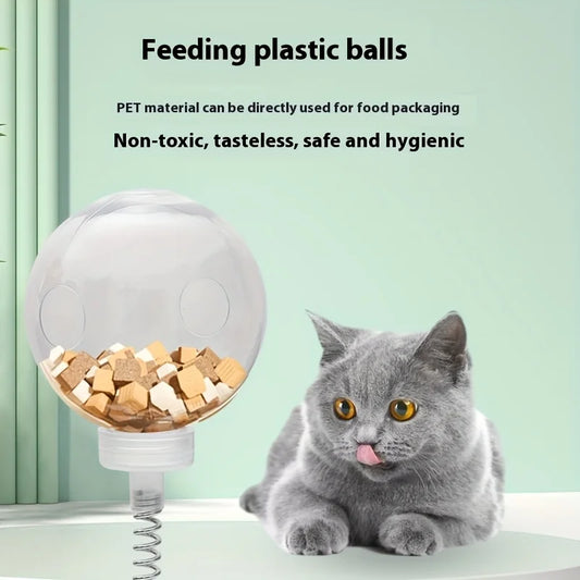 Interactive cat snack dispenser toys transparent food stuffing balls cat toys