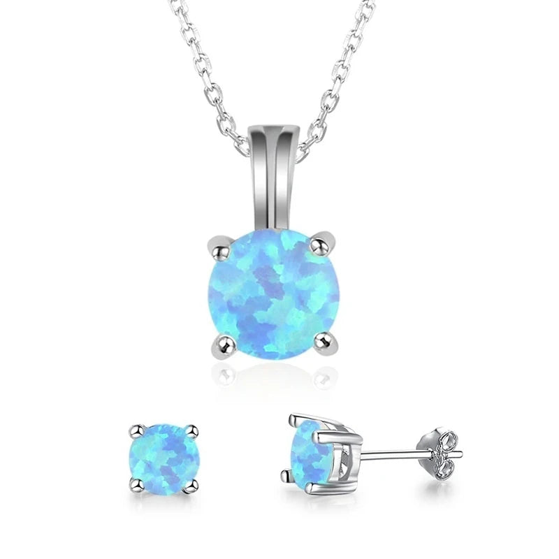 2025 Fashion Jewelry Set For Women Engagement Wedding Accessories Girl Gift Elgant Imitation Opal Necklace and Earrings