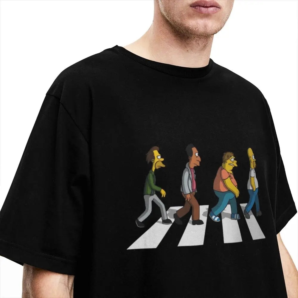 Mens T Shirt Simpsons DAD Sidewalk T-Shirts Fashion Summer Tees Aesthetic Design Cotton Clothing Gift