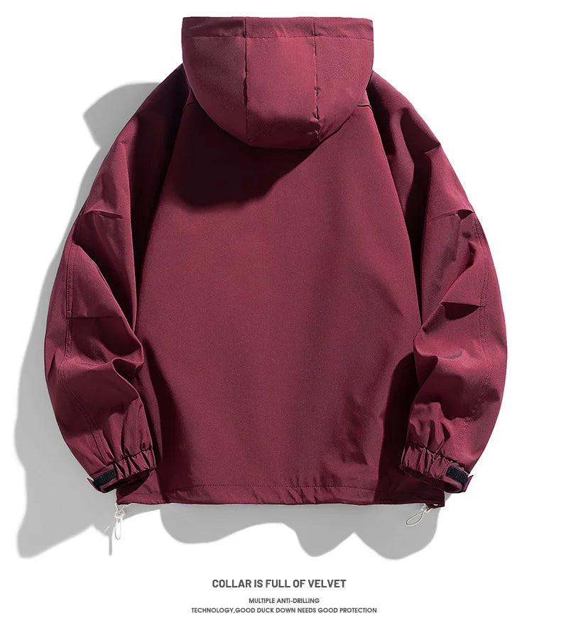 Oversize Men Jacket Coats Windbreaker Trench 6XL 7XL 8XL Plus Size Hooded Waterproof Black Bomber Camping Loose Thin Softshell