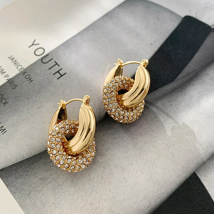 Punk Gold plated Chunky Irregular Hammered Hoop Earrings for Women Minimalist Geometric Twisted Polished Ear Ring Huggie Hoops