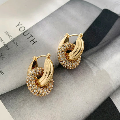 Punk Gold plated Chunky Irregular Hammered Hoop Earrings for Women Minimalist Geometric Twisted Polished Ear Ring Huggie Hoops