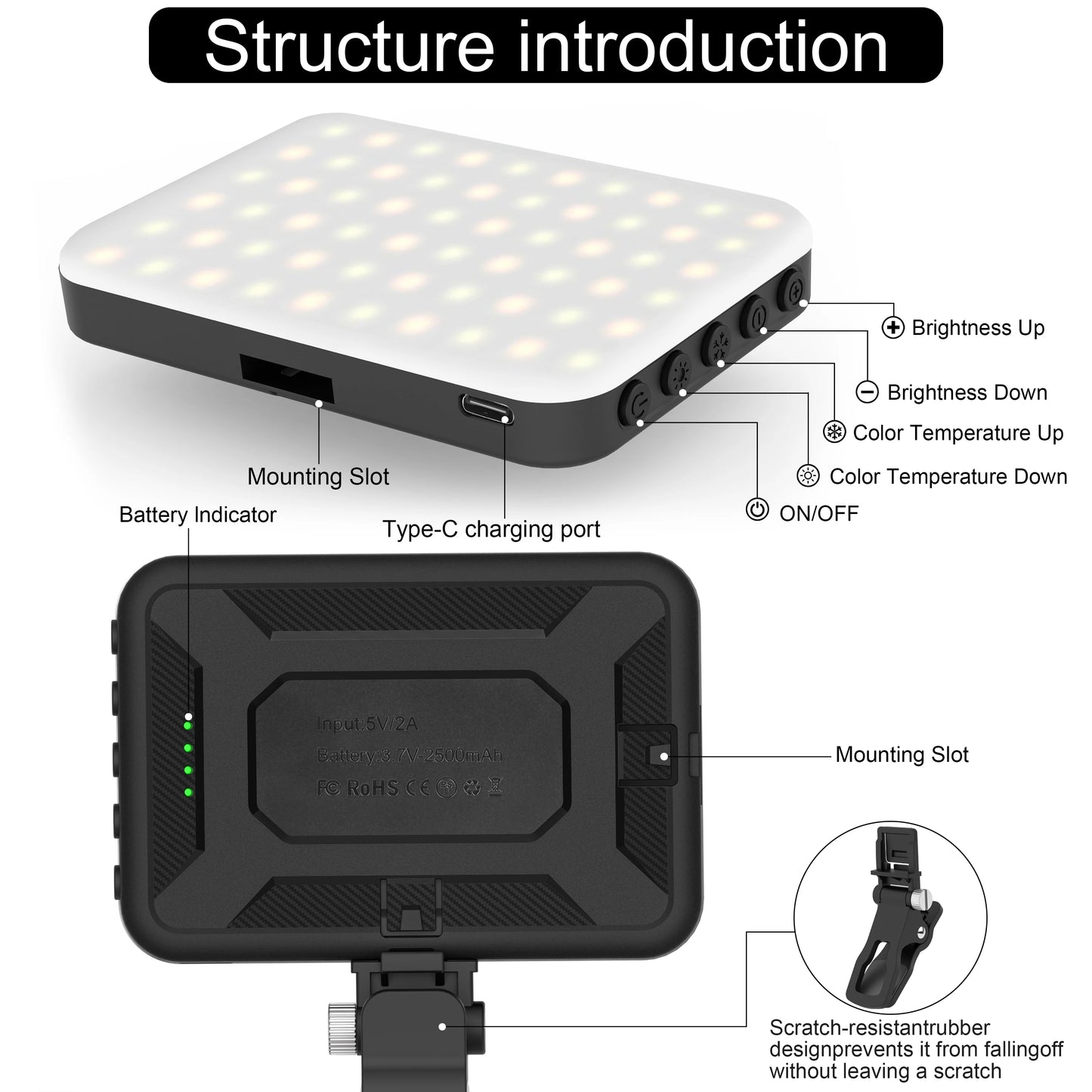 Led Photo Fill Light Dimmable,for Phone,iPhone,Photography Video Lighting for Video Recording, Makeup,TikTok,Selfie,Vlog