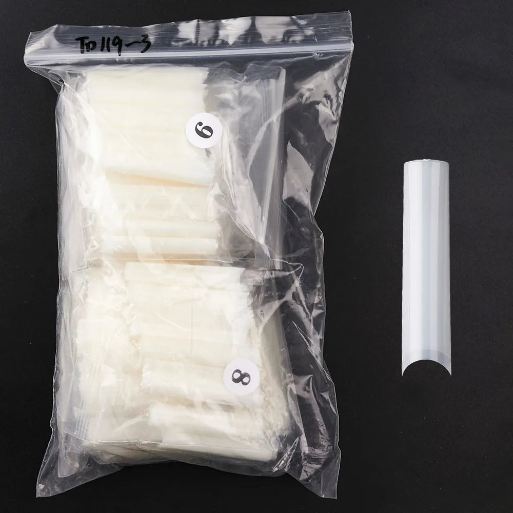 504Pcs Press On Nails 3XL Square Straight Extra Long False Nails Clear Natural Full Cover Acrylic Fake Nail Tips Manicure Tools