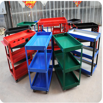 Mechanical Workshop Tools with Wheels, Tool Carts 3-layer Mobile Tool Car, Multifunctional and Heavy-duty Auto Repair Parts Car