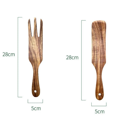 Wooden Salad Server, Wood Salad Tong and Spoon Set, Salad Serving Utensils Wooden Salad Hands & Spatula for Kitchen Home Cooking
