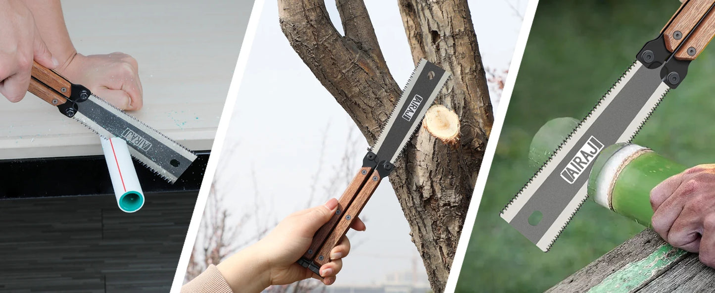 AIRAJ Folding Saw SK5 Steel Pocket Garden Saw Japanese Saw, Flush Cut Trim Saw For Woodworking