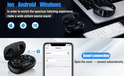 Wireless Earbuds Wireless 5.3 Headphones 48Hrs Music Bluetooth Earphones with Charging Case in Ear Headset with Mic LCD Display