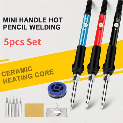 60W Electric Soldering Iron Replaceable Soldering Iron Adjustable Temperature  Head Soldering Iron Pen Welding Kit