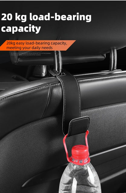 1pc car seat headrest hook, PU leather hook can hang storage box, wallet jacket, umbrella, grocery bag, internal accessories