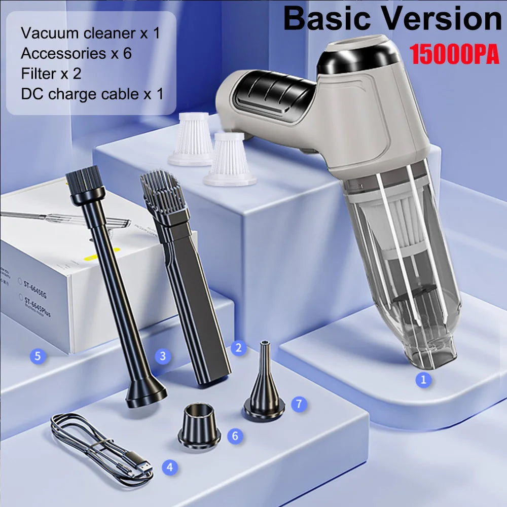 Car Vacuum Cleaner Wireless 95000PA Strong Suction Vacuum Cleaner Portable Handheld Vacuum Cleaner Blower 2in1 for Car Home