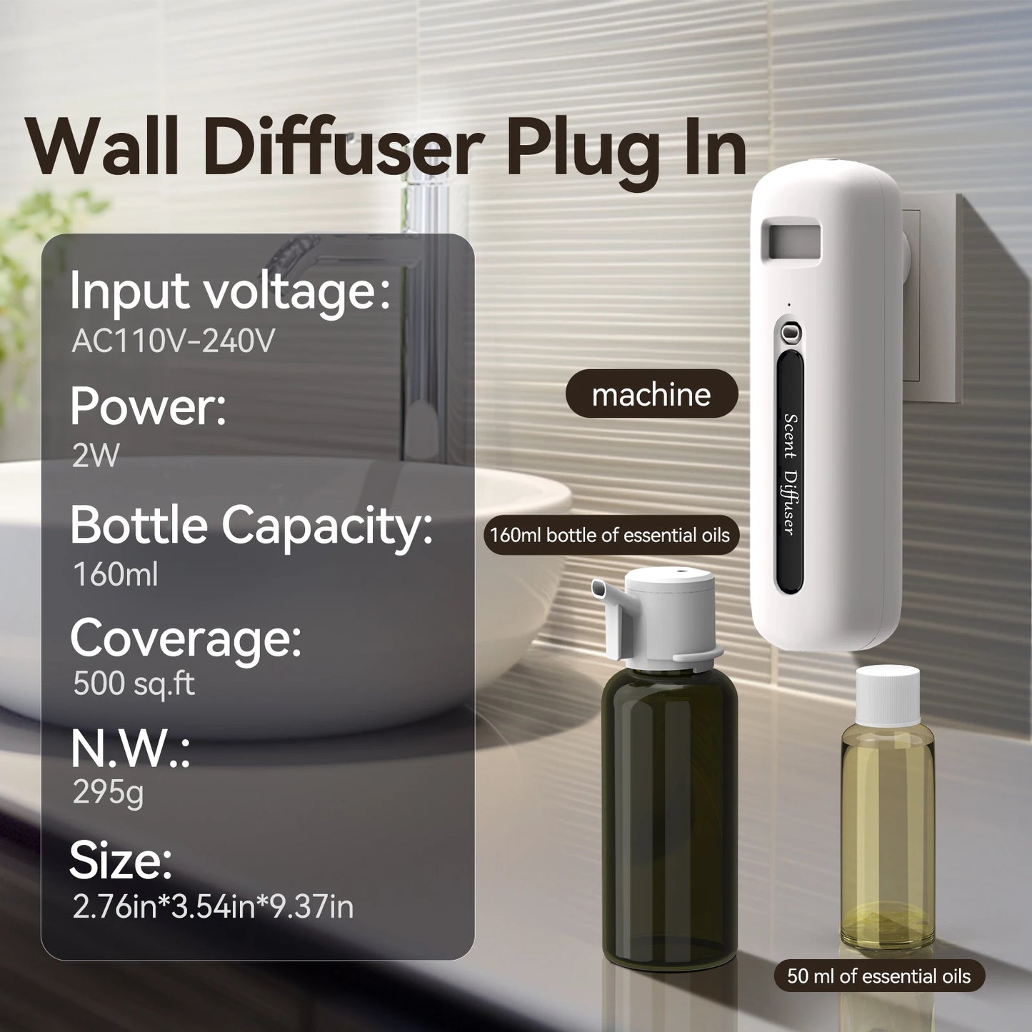 Smart Essential Oil Diffuser Home Plug In Diffuser With LED Screen Visual Intelligent Control with Timer for Home Office Hotel