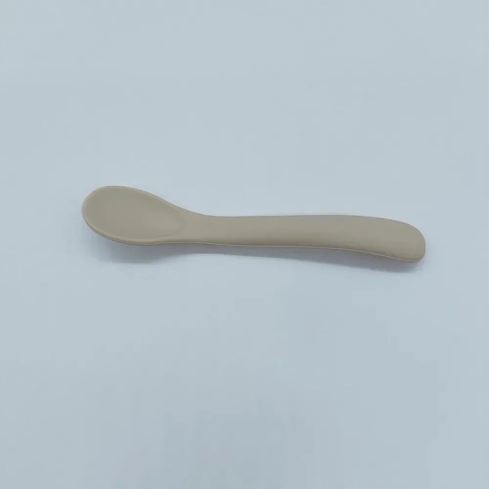 Silicone Baby Learn To Eat Spoon Small Curved Spoon Soft Rubber Feeding Silicone Cutlery Baby Training Spoon