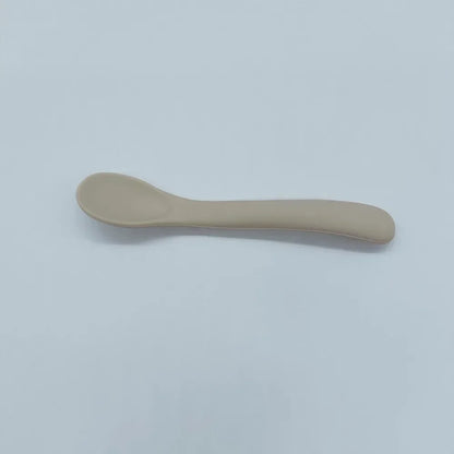 Silicone Baby Learn To Eat Spoon Small Curved Spoon Soft Rubber Feeding Silicone Cutlery Baby Training Spoon