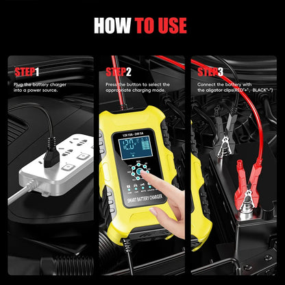 Car Battery Chargers 12V/10A 24V/5A Full Automatic AGM Wet Smart Battery Chargers Maintainer Portable Battery Chargers