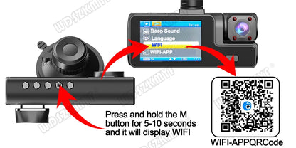 3Camera Dash Cam For Car Camera 1080P Video Recorder WIFI Car DVR 2lens Front Rear View Camera Night Vision Car Accessories