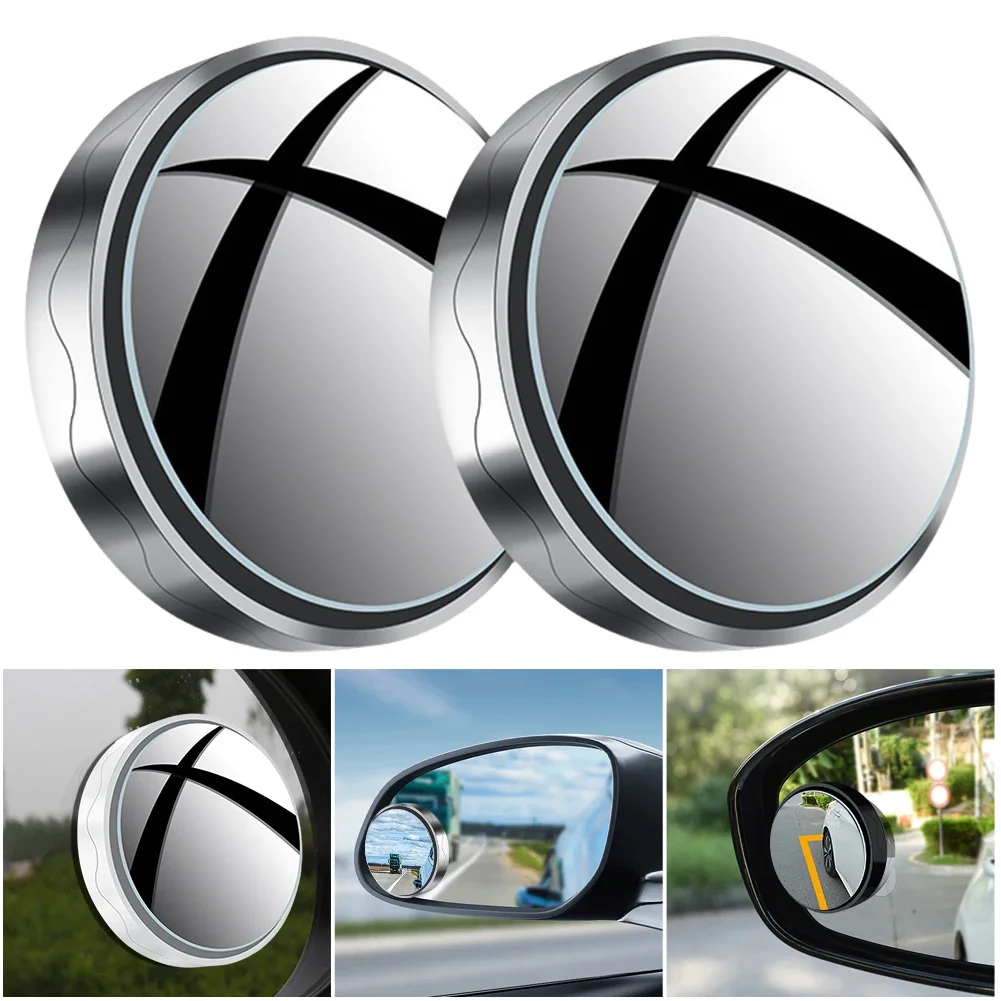 Car Blind Spot Rear View Mirror Wide Angle 360 Degree Adjustable Small Round Mirror Car Reverse Auxiliary Rearview Convex Mirror