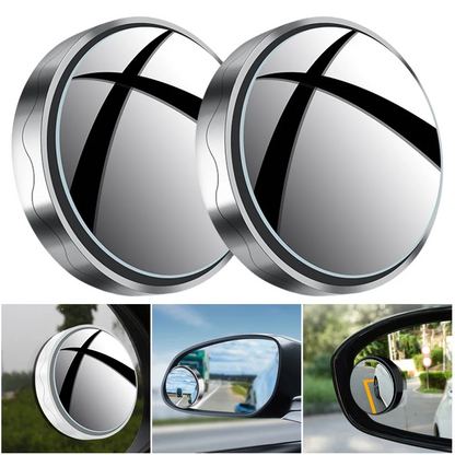 Car Blind Spot Rear View Mirror Wide Angle 360 Degree Adjustable Small Round Mirror Car Reverse Auxiliary Rearview Convex Mirror