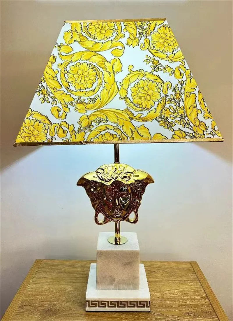 Modern LED Natural Marble Base Hardware Modern Light Luxury Bedside Lamp Decorative Lamp