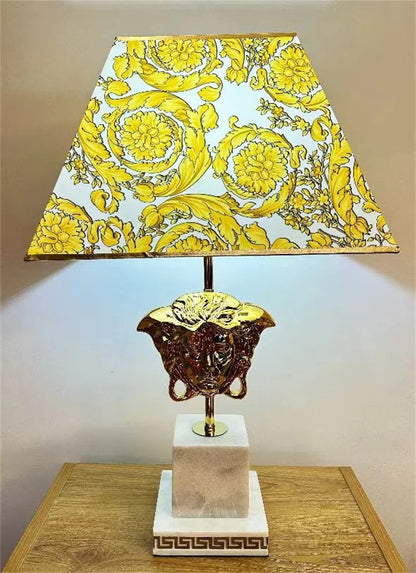 Modern LED Natural Marble Base Hardware Modern Light Luxury Bedside Lamp Decorative Lamp