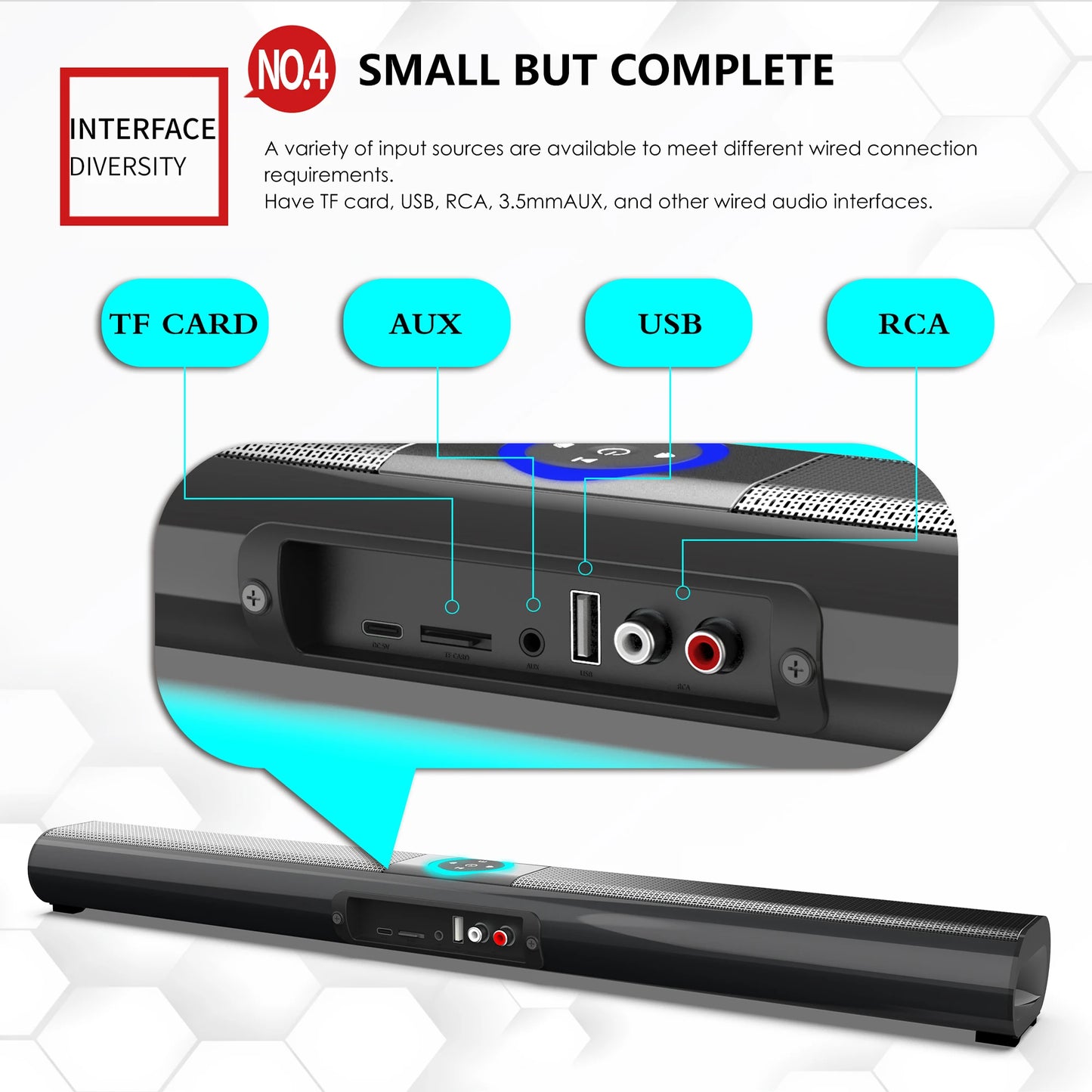 Wireless Soundbar Bluetooth Sound Bar Music System Super Powerful Speaker Wired Surround Stereo Home Theater TV Caixinha De Som